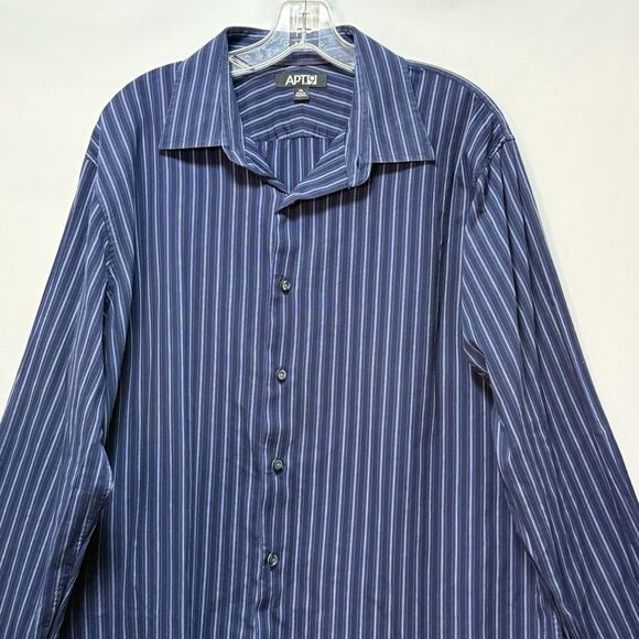 Mens Apt 9 Button Up Casual Shirt - Long Sleeve - Size XL Blue Striped - Picture 2 of 16